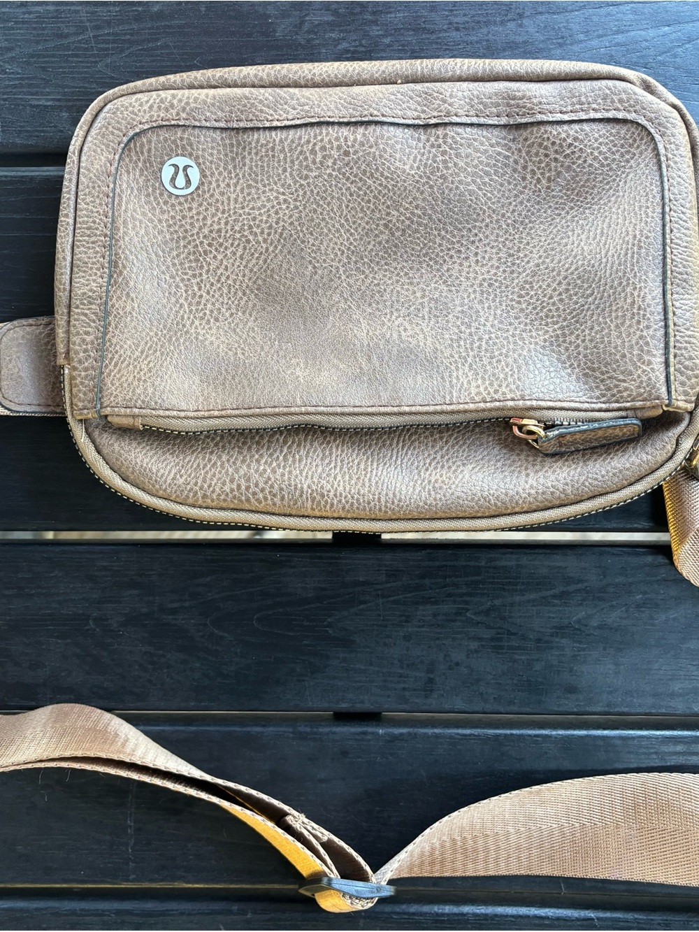 lululemon athletica Tan Brown Leather Crossbody Belt Bag